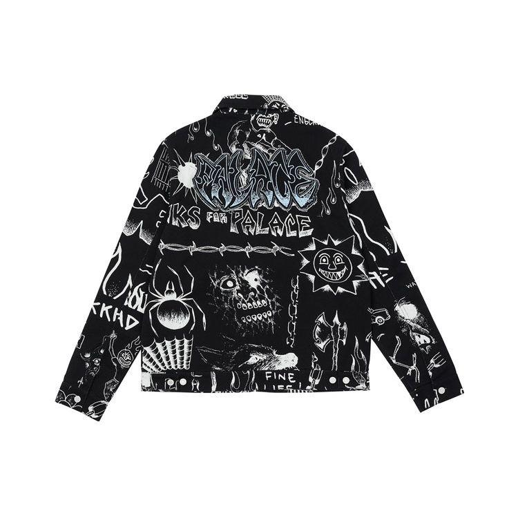 Palace X Lotties Collab расписанная вручную цветочная куртка унисекс верхняя одежда черного цвета P20JK002