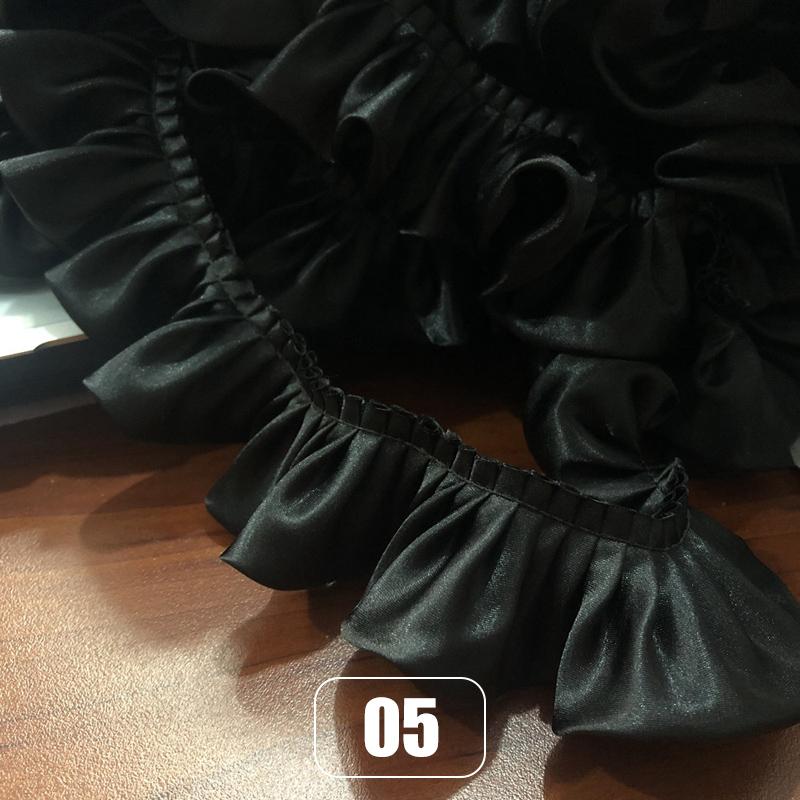 10 м Двухслойная оборка с кружевной отделкой, блестящая атласная плиссированная лента, кромка ткани, подгиб для свадебного платья, кукольного платья, DIY детское шитье, рукоделие