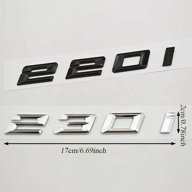 3D Glossy Black Chrome 220i 230i Emblem Badge Letter Rear Trunk Decal Sticker For BMW 2 Series F22 G42 Car Styling Accessories CC4