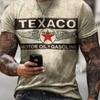 New Men's T-shirt Texaco Gasoline+Engine Oil Letters 3D Printed Short Sleeved Summer Oversized Round Neck Retro Men's T-shirt