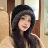 New Padded Warm Tie Knit Hat Female Winter Versatile Cute Ear Protection Show Face Small Hat