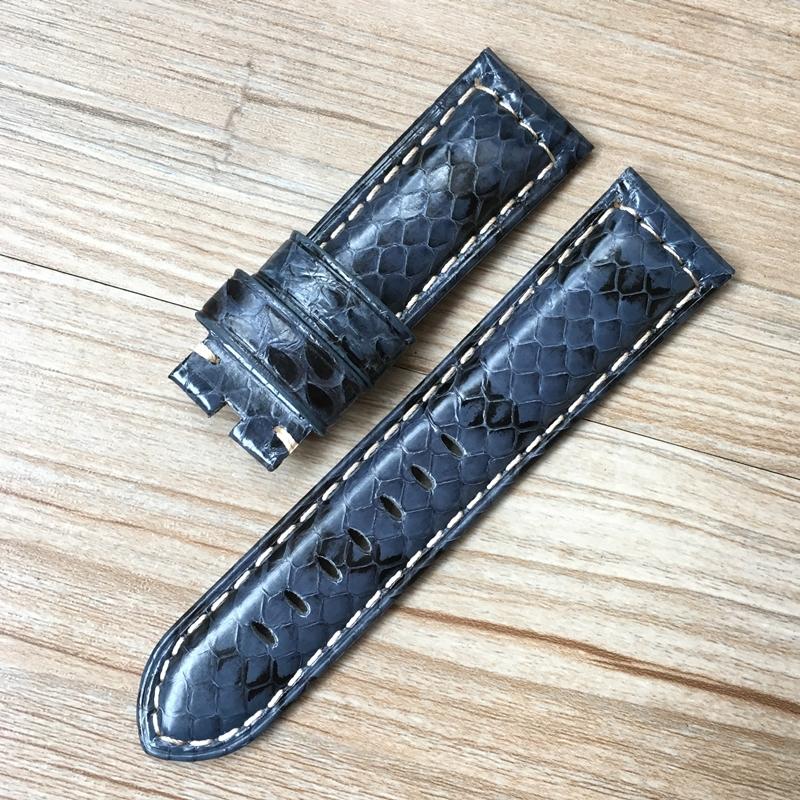 Модный кожаный ремешок для часов ручной работы 22 мм 24 мм, зеленый, белый, черный, синий, из змеиной кожи для PAM Zenith Amry, военный ремешок для часов, браслет