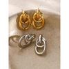 18k Gold Stainless Steel Retro Wrap-around Earrings, Simple Hollow Titanium Steel Design.