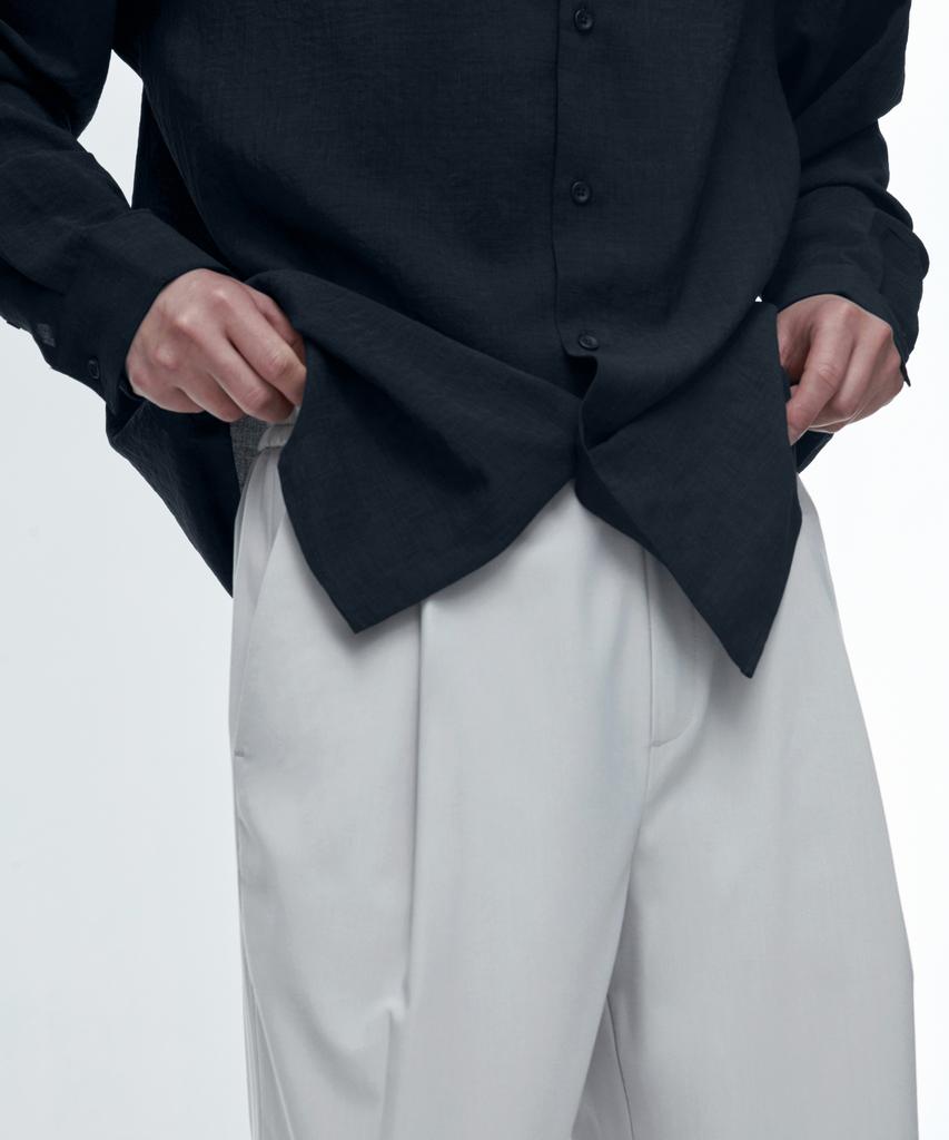 MUSINSA STANDARD [Cooltandard] One-Pleat Wide Elastic Waist Slacks [Light Gray]