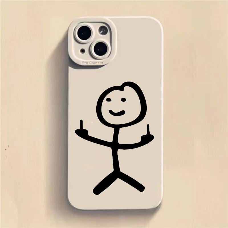 Cute Cartoon Matchman Matte Silicone Phone Case For iPhone 16 11 12 13 14 15 Pro Max XR XS X 7 8 Plus SE2 16E Soft Back Cover