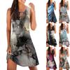 Женское повседневное летнее платье без рукавов с принтом, свободное пляжное платье с вырезами