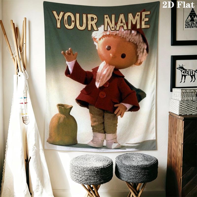 Custom Name Sandmännchen Wall Tapestry Aesthetic Wall Hanging Printed Fabric Blanket Decorative Tapestries for Bedroom Living Room Home Decor