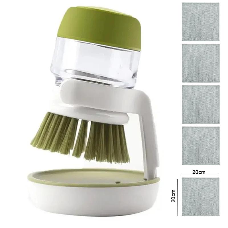 Автоматическая щетка для чистки кастрюль с добавлением жидкости, кухонная щетка для мытья посуды с держателем, бытовое антипригарное масло, универсальная кухня