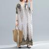 Vintage Floral Satin Maxi Long Dress for Women Plus Size Casual Loose Summer Dresses New In
