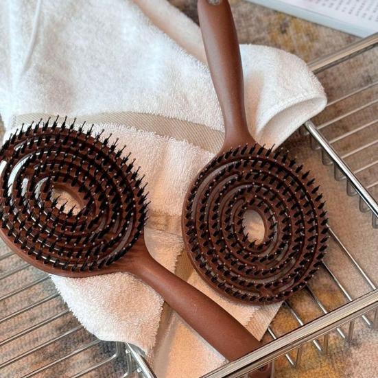 Vented Round Bristle Brush Ergonomic Handle Anti-Static Scalp Massage Brush Men Women Thin Thick Curly Long Hair Quick Drying Voluminous Styling Comb