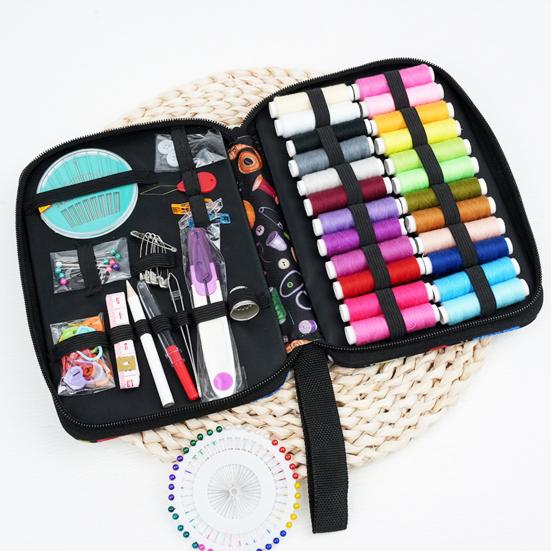 114 шт./набор Портативный швейный набор с чехлом Разноцветные нитки Иголка Ножницы портновские Рулетка Профессиональный Начинающий Дом Путешествия Аварийное шитье