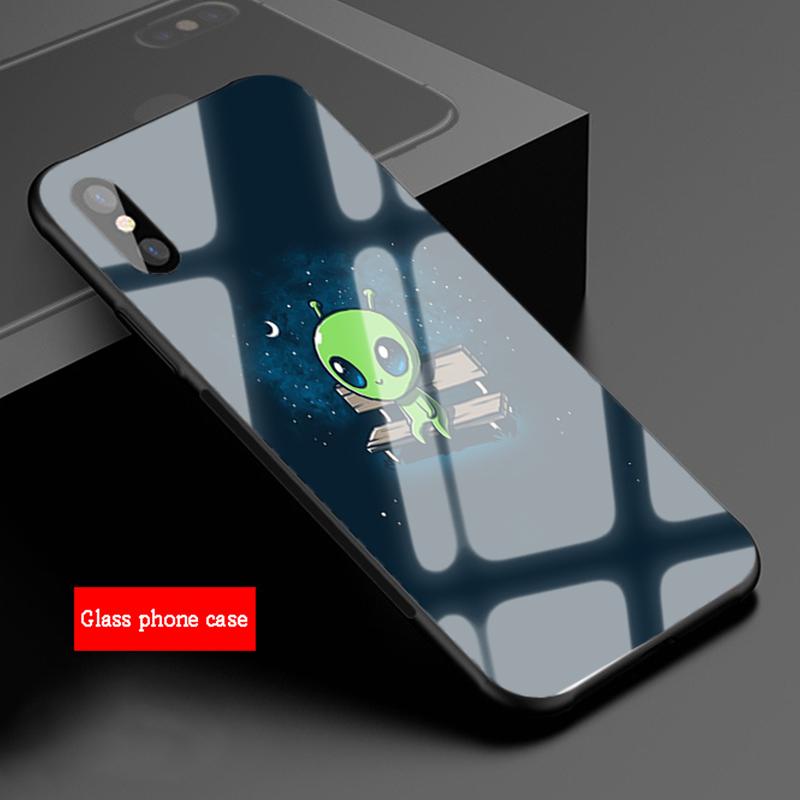 Чехол для телефона из закаленного стекла с рисунком инопланетянина для iphone 12 11 Pro Max 5 6 7 8 PLUS X XS XR XSMax Shell 12Pro