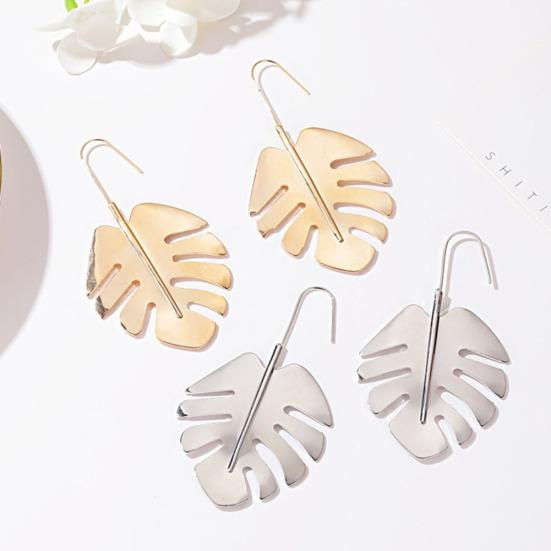 Женские полые большие листья подорожника, длинные висячие серьги-крючки из сплава, ювелирные изделия в подарок