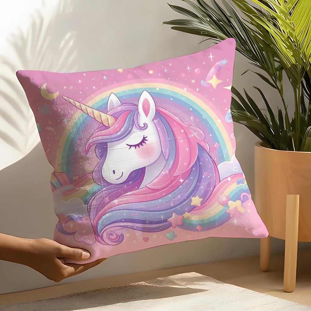 Cute Cartoon Unicorn Pillow Case Linen Cushion Covers For Decorative Sofa Home Pillows Case Car Chair Pillows Cases