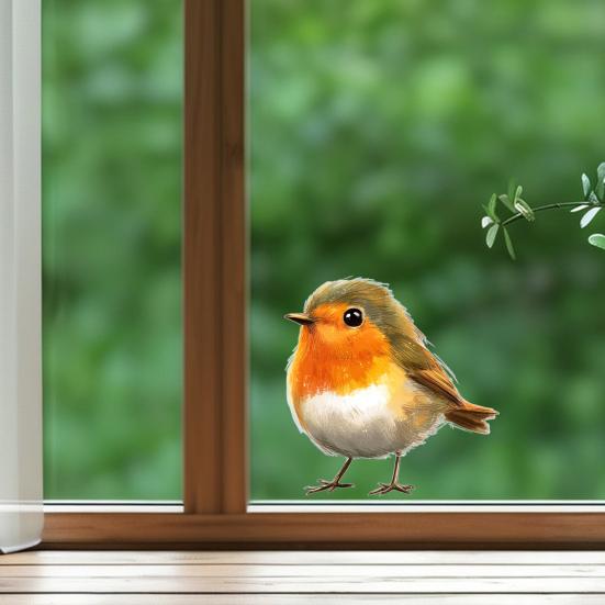 Large Crow Window Sticker Black Raven Bird on Branch PVC Decal Reusable Double-Sided Static Window Clings for Living Room Glass Door Window Decor