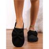 Cute Bowknot Soft Sole Fuzzy Slippers, Winter Cozy & Warm Slip On Plush Shoes, Comfy Closed Toe Home Slippers