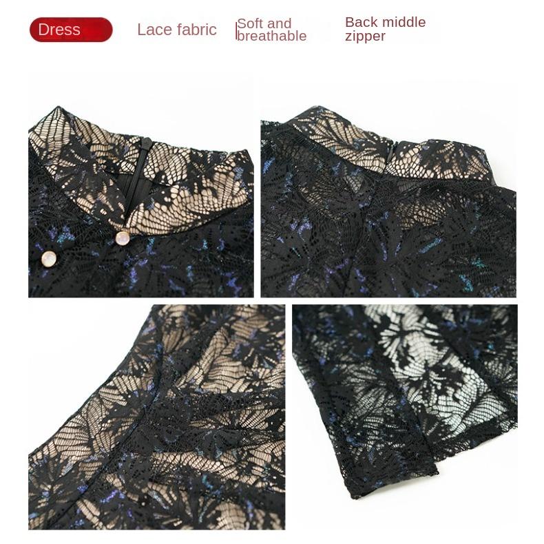 GMXIA Улучшенное китайское кружевное платье Cheongsam с короткими рукавами, женское молодое повседневное платье, юбка, юбка в национальном стиле