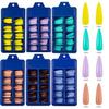 Manicure Nail Tips False 100 Pcs Matte Solid Colour Long Stiletto Simple Full Cover Nails Art