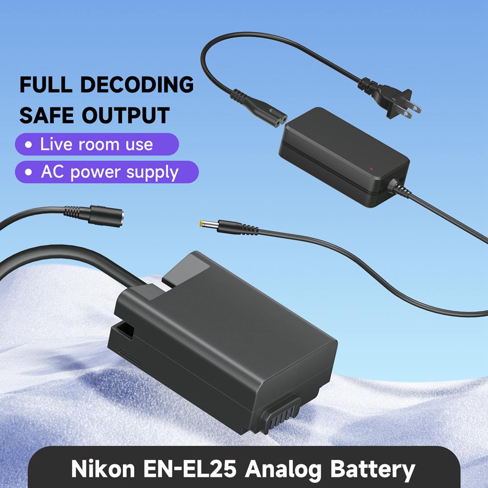 Camera Dummy Battery EN-EL25 Coupler + Power Supply Adapter USB Type-C Charger Kit for Nikon ZFC Z50 Z30 As EL25 ENEL25 EP-5G