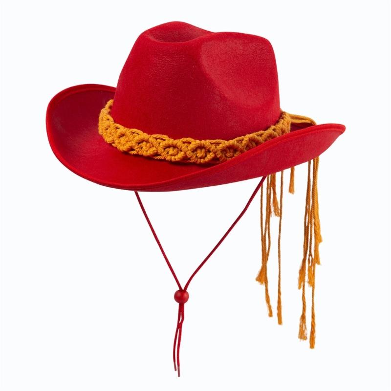 Lightweight Cowboy Hats Ethnic Style Women Wear Resistant Cowboy Hats with Weaving Hat Rope Adult Outdoor Sunproof Hat