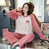 Thickened Warm Sleepwear for Winter Coral Velvet Student Nightwear Homewear Two-Piece Ladies Pajamas Loungewear Set