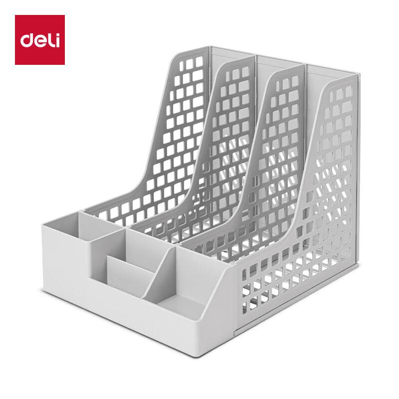 Deli 3-Section Desktop File Organizer with Pen Holder