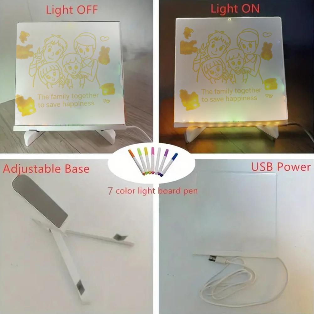 1 шт. DIY Письменная доска LED Светящаяся Детский Планшет для Рисования Стираемая Светящаяся Доска Детская Поделочная Игрушка Образовательный Подарок Домашний Декор