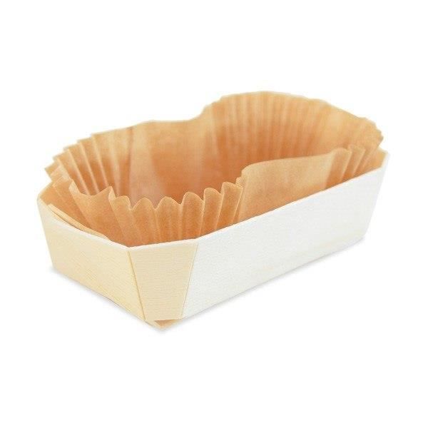 Moules à cake en bois - SCRAPCOOKING - 12 cm - 4 mini caissettes - Caissettes sulfurisées - Réutilisables
