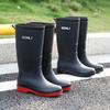 Fashion Rain Boots Men's Tall Non-slip and Wear-resistant Rubber Shoes Wear Velvet Warm and Waterproof Rain Boots