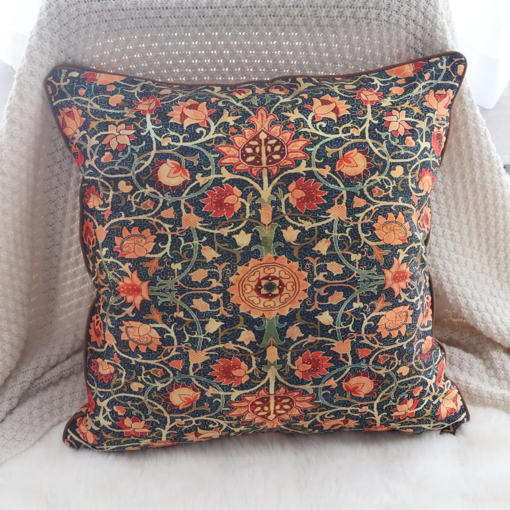 2 Pack Teal Orange William Morris Pillow Covers Double Sided Print Vintage Floral Cushion Cases Home Decor For Sofa Bedroom