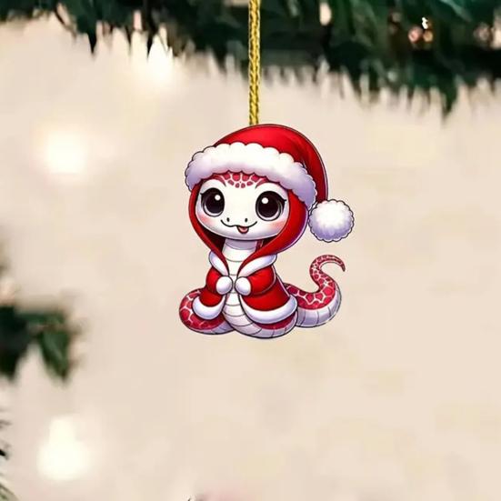 Украшение в виде змеи, мультяшная змея, подвесное украшение на рождественскую елку, красочная акриловая змея, аксессуар для заднего вида автомобиля для праздничного декора