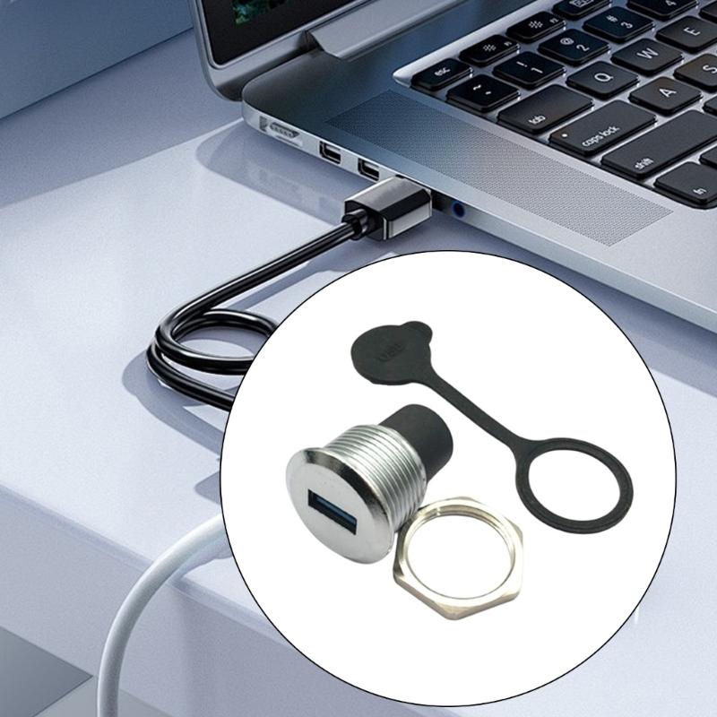 USB3.0 Женский на Женский Круглый Разъем для Панельного Крепления Водонепроницаемая Пылезащитная Крышка Разъем Высокоскоростная Передача Данных
