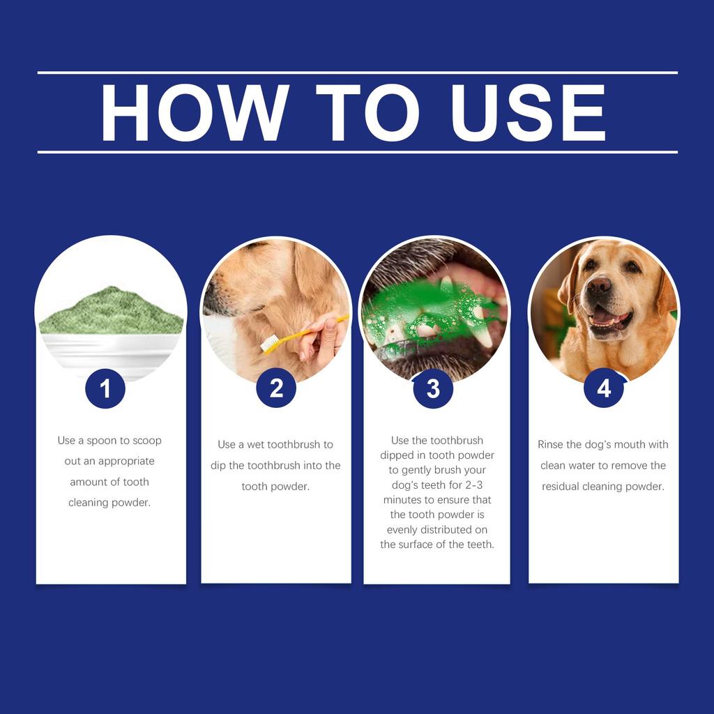 Порошок для чистки зубов домашних животных от зубного камня, решает проблемы с зубным налетом, неприятным запахом изо рта и снимает чувствительность зубов