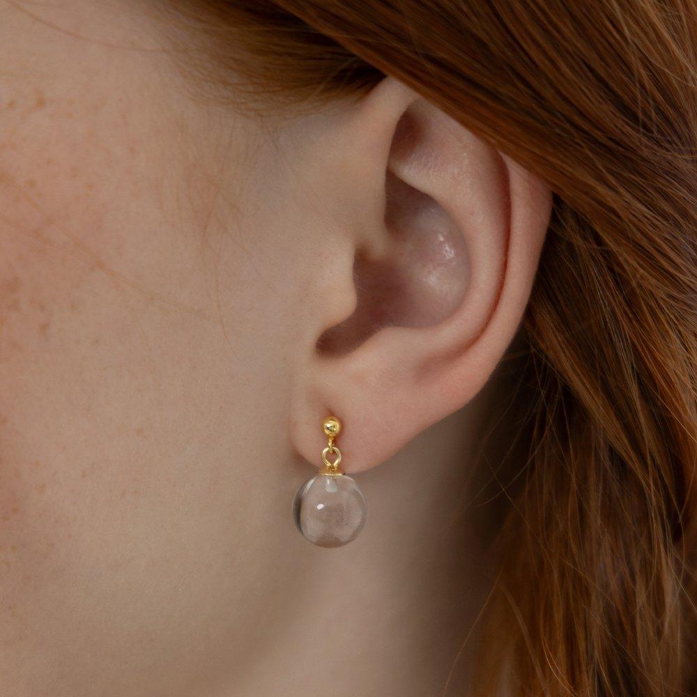 (925 Silver) Clear Ball Drop Earrings Ec3233