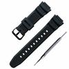 Rubber Watch Band, PU Strap, Compatible with Casio AQ-S810W, SGW-300H, MRW-200H, AE-1000W, W-S200H, W-735H, and AEQ-110W (Black Buckle)