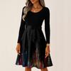 Women's Casual Fashion Round Neck Long Sleeve Christmas Printed Party Vintage Long Dresses