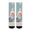 1 Pair All-Season Crew Socks Cartoon Cute Parrot Pattern Print Polyester Stocking for Casual Sports & Outdoor Men & Women