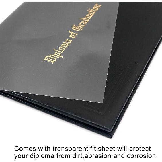 GraduatePro Imprinted Diploma Cover 8.5 x 11, Leatherette Padded Certificate Covers, Graduation Document Holder Letter Size, Black
