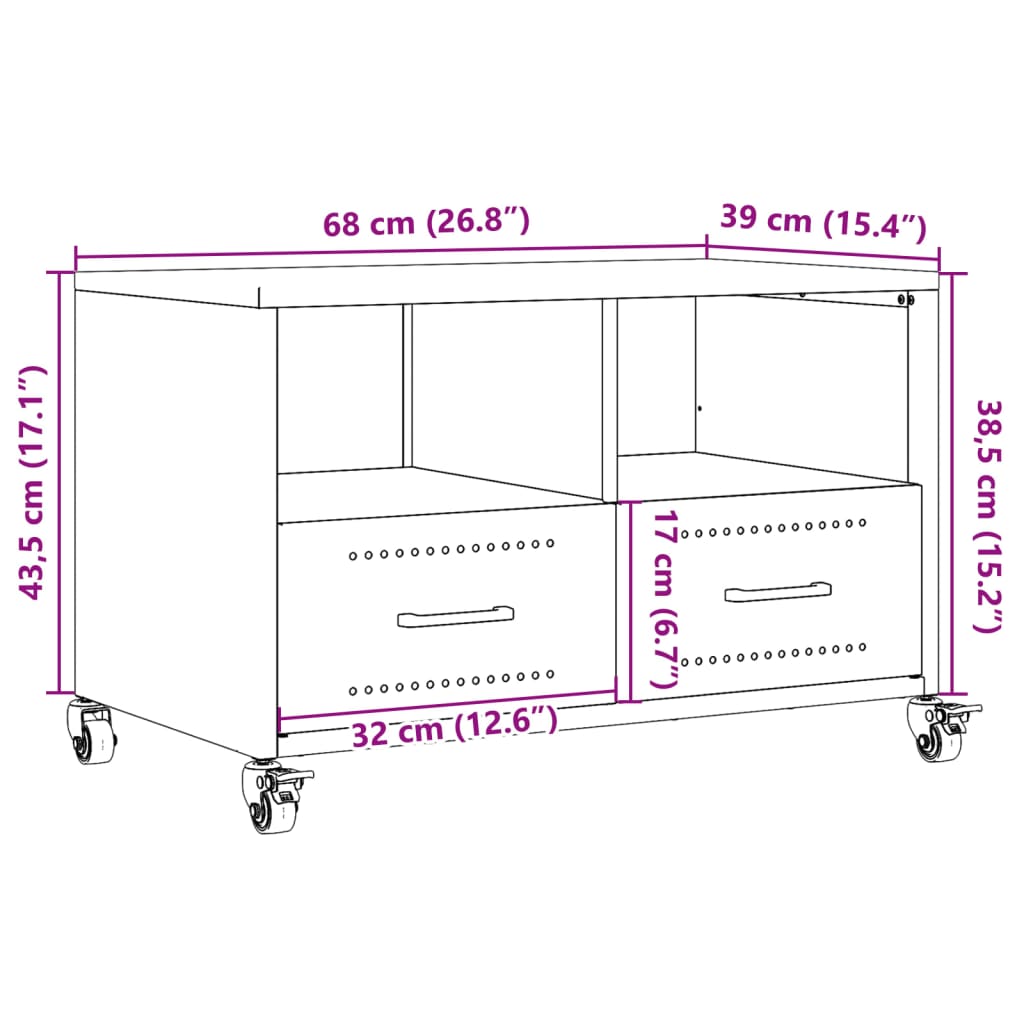 TV Stand White 68 x 39 x 43.5 cm Steel