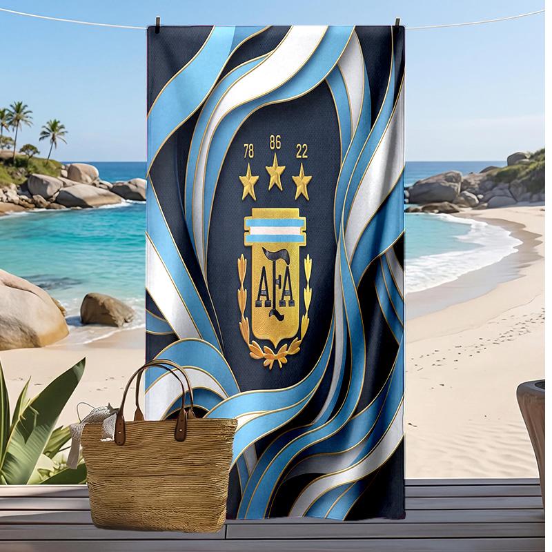 Argentina Football Print Beach Towel Quick Dry Super Absorbent Soft Bath Towel for Swimming Beach Travel Fan Souvenir Gift