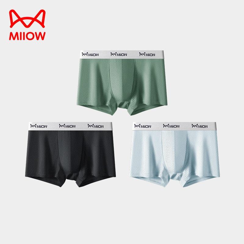 MIIOW 3 шт. Ледяной шелк Тонкая сотовая сетка Дышащее мужское нижнее белье Антибактериальные шорты Лето L-5XL