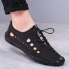 Summer New Hollowed Out Breathable Leather Shoes Low Top Leisure Everything Soft Soled Driving Shoes