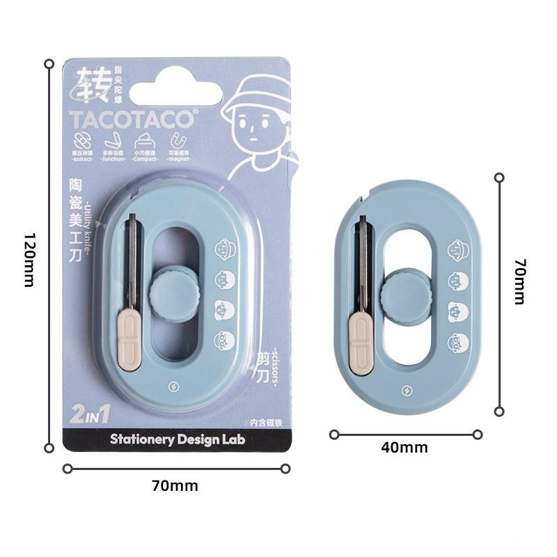 1pcs Funny mini Fold Scissor Portable Size Fidget Spinner Safe Cutter Utility Knife Cutter for Paper Diary Office School A7894