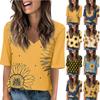 Women's V Neck T Shirts Half Sleeve Tops Printed Casual Summer Tees T Shirt Blouse