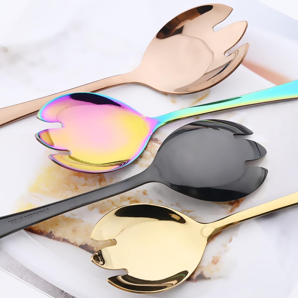 2pcs Mirror Stainless Steel Flatware Salad Fork Spoon Cutlery Set Service Fork Spoon Dinnerware Set Western Kitchen Tableware