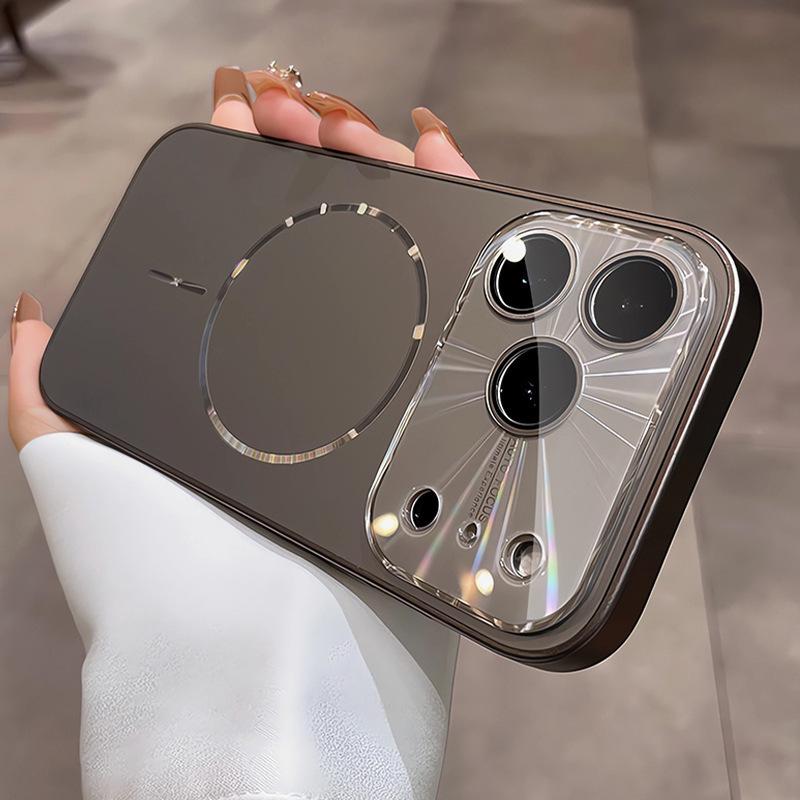 Apple 17 Pro Max Электрооцинкованный Магнитный Чехол с AG Матовым Защитным Стеклом на Весь Объектив для iPhone 16