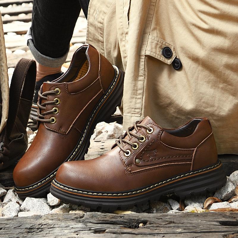 Европейские и американские ботинки из натуральной коровьей кожи для улицы, ботинки с большой головой, обувь для охраны труда, износостойкие, нескользящие, повседневные ш