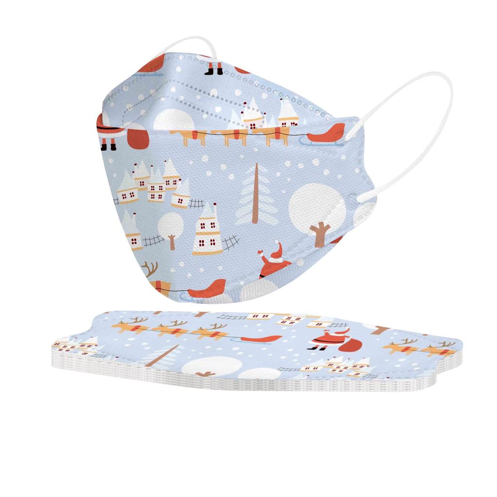 10 шт. Детская одноразовая маска для лица Рождественские 3D-дизайны 4-слойная для лица