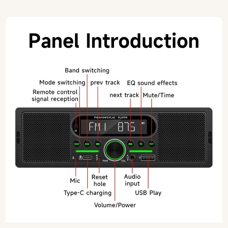 Новый 1-DIN автомобильный MP3-радиоприемник, 7-цветная светодиодная подсветка, FM/AM, двойной Bluetooth, USB, AUX, встроенные динамики 10 Вт x 2, GPS-трекер автомобиля, стерео головное устройство, зарядка Type-C