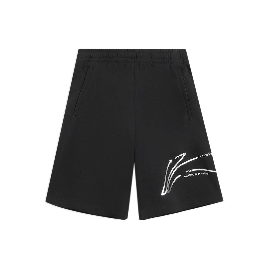 Подкладка с принтом логотипа и эластичной резинкой на талии, повседневные шорты, мужские брюки, черные AKSS981-1